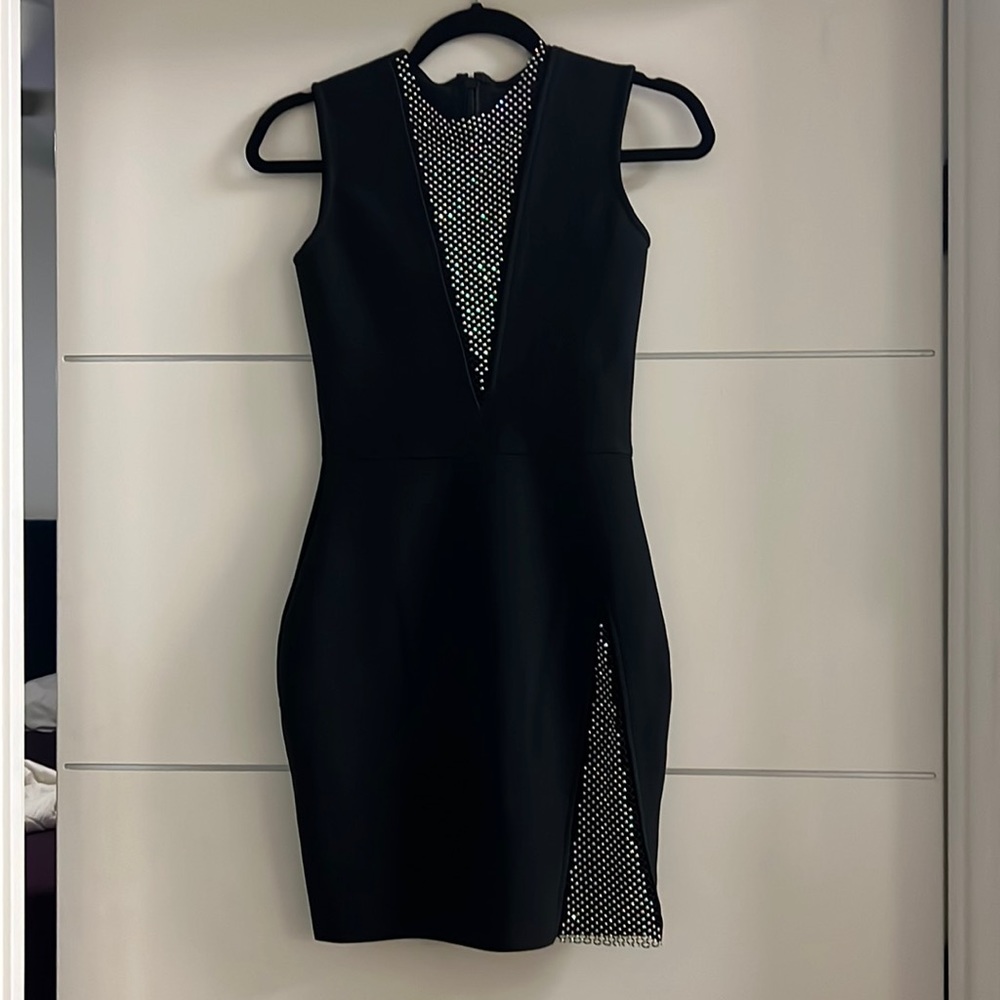 COPY - Bella Barnett Black Mesh V Neck Dress